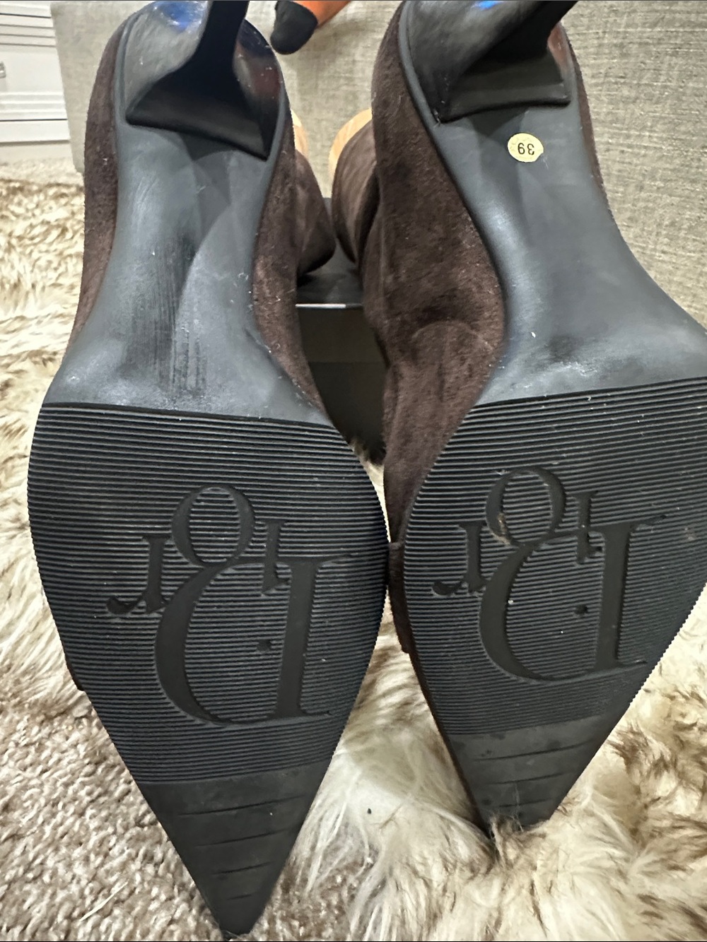 Dior Brown Suede Over-the-Knee Boots with Silver Logo Plate - Picture 7 of 9